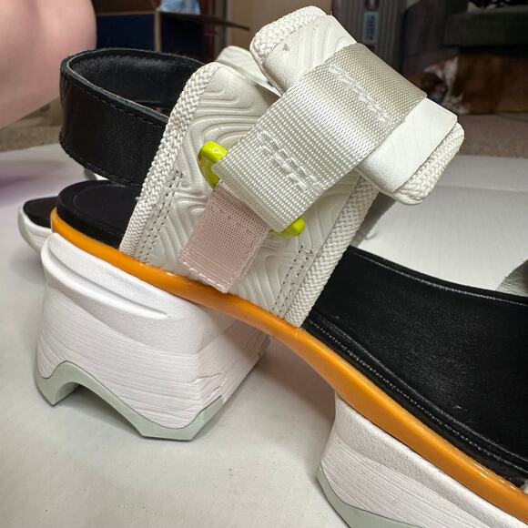 8.5 Sorel Kinetic Impact Slingback Wedge Sandals Black Sea Salt Platform Sporty - Picture 15 of 15